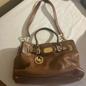 Michael Kors Brown Leather Shoulder Bag with Gold Hardware